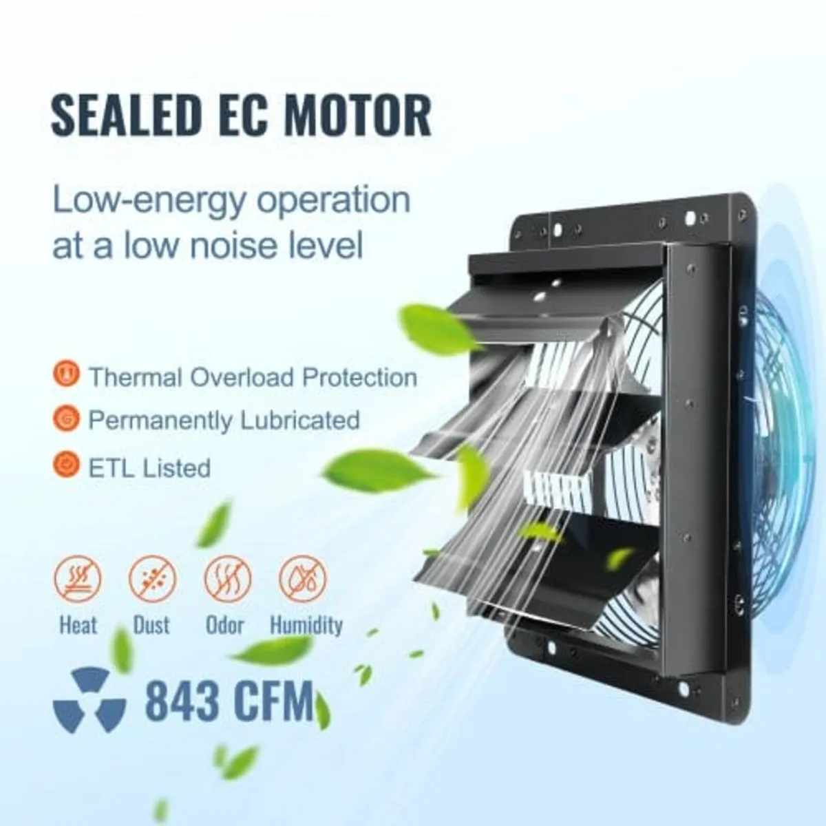 Shutter Exhaust Fan, 254mm with Temperature Humidi - Image 4