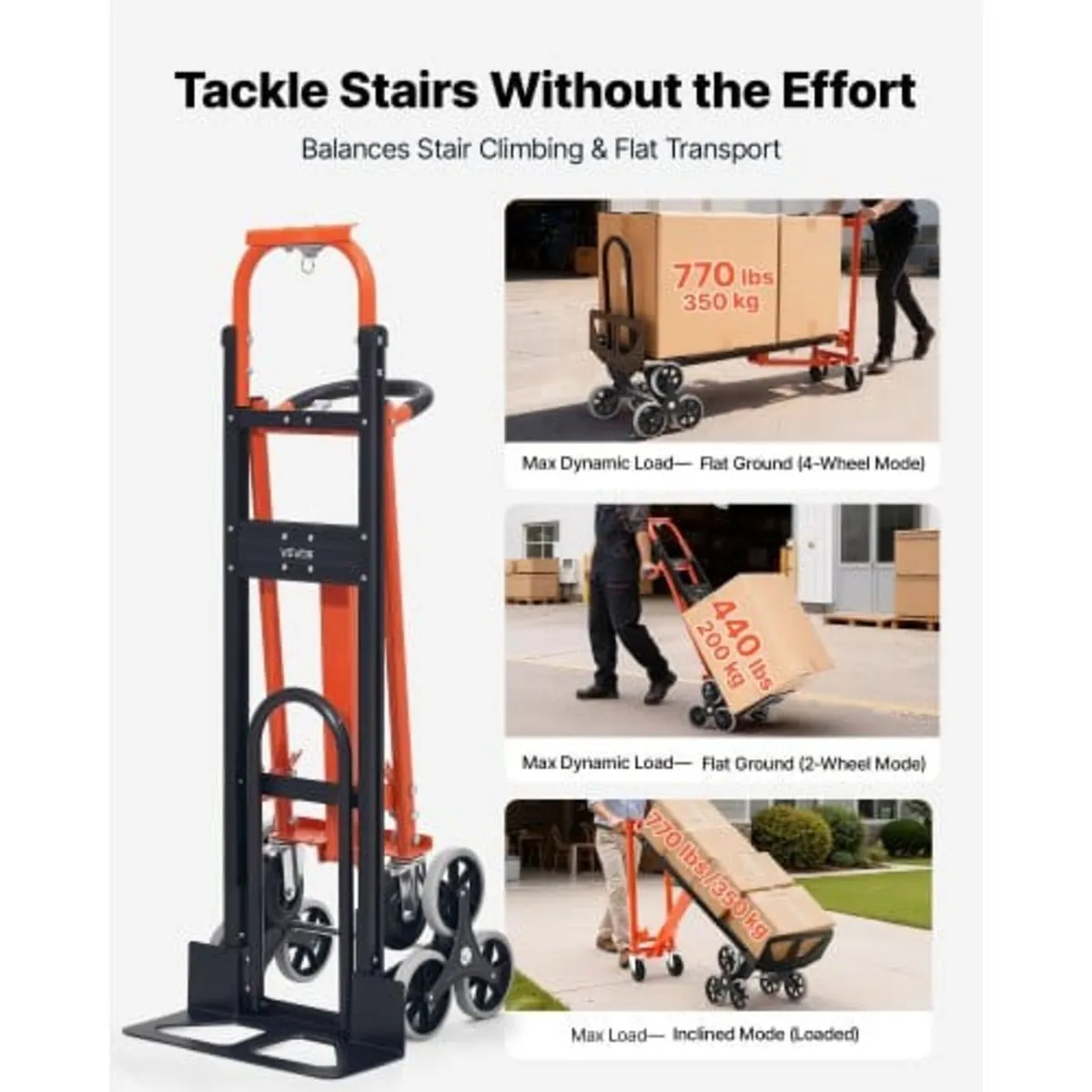 3 in 1 Industrial Convertible Stair Climbing Cart, - Image 2