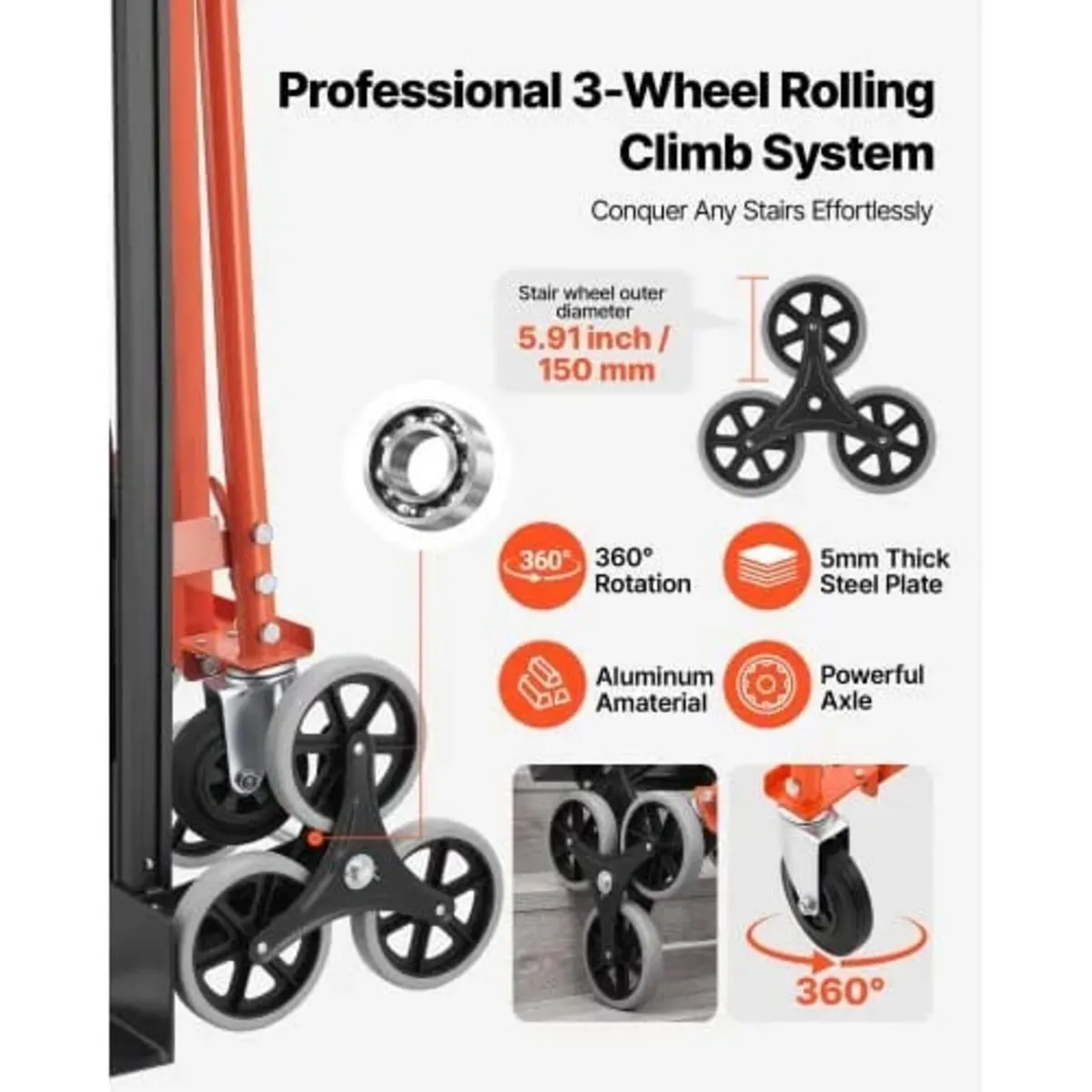3 in 1 Industrial Convertible Stair Climbing Cart, - Image 4