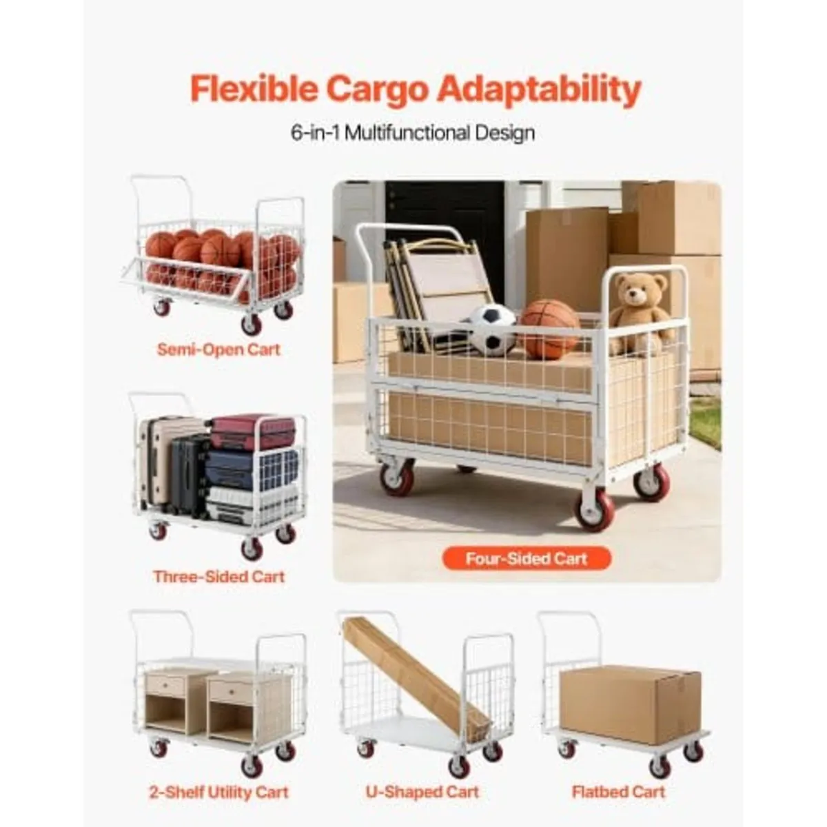 Platform Truck Cart with Cage, 2000 lbs Capacity, - Image 2