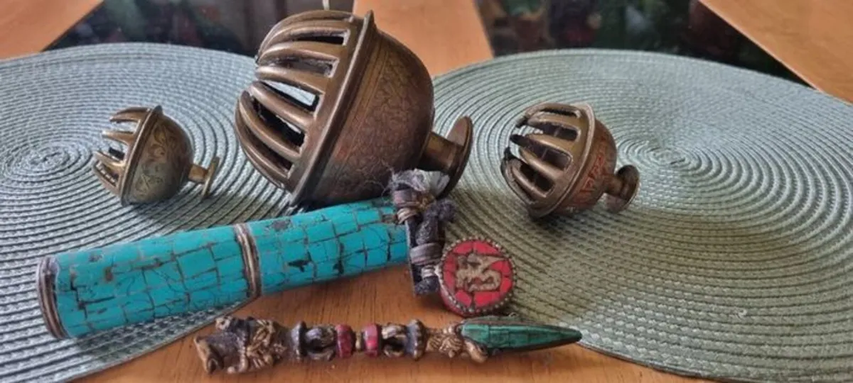 Vintage Tibetan Bells with Amulet - Image 4