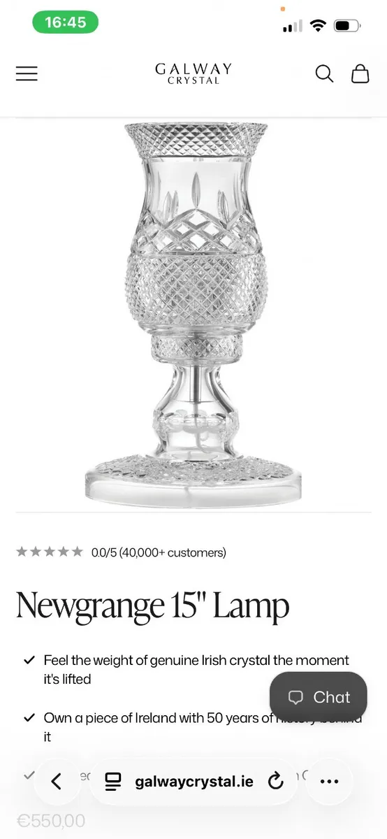 New Galway Crystal 15" Lamp - Image 3