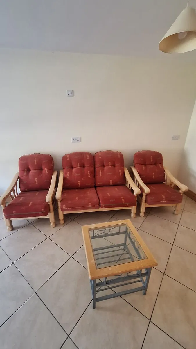 2 seater couch and 2 chairs with table - Image 2