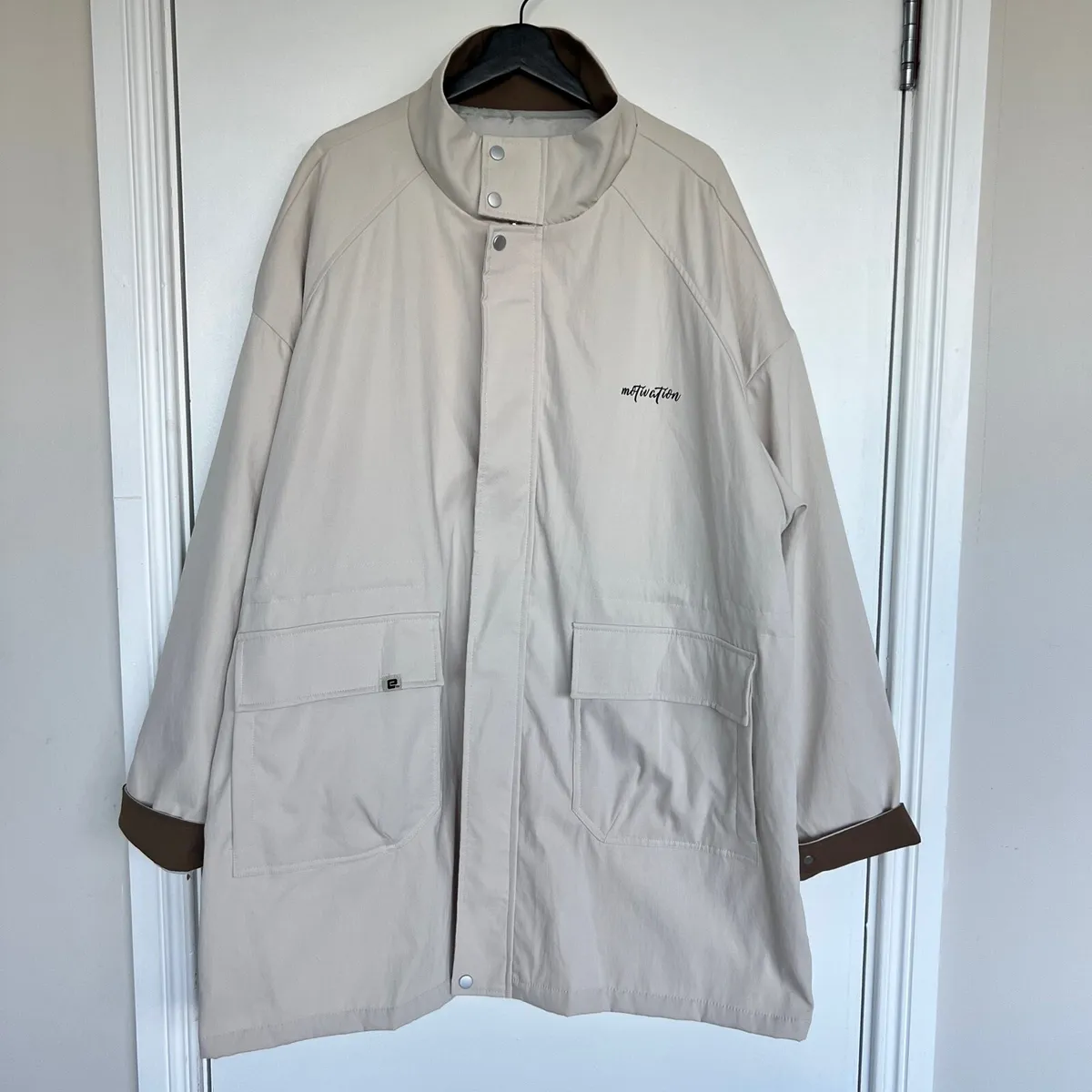 NEW Men’s 9XL Cream Oversized Utility Jacket - Image 1