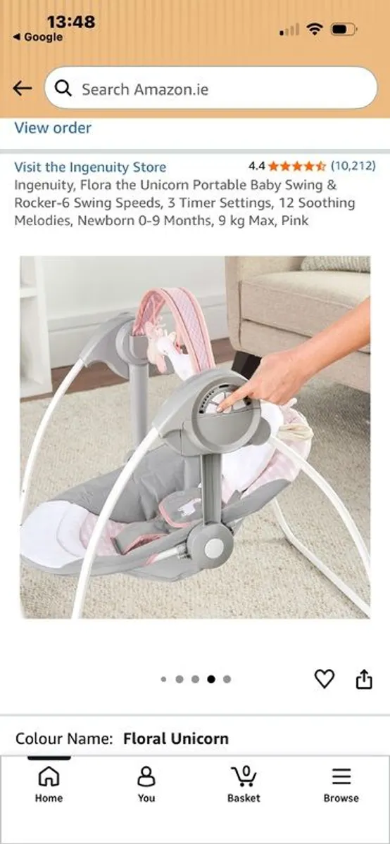 Ingenuity portable baby swing - pink - Image 3