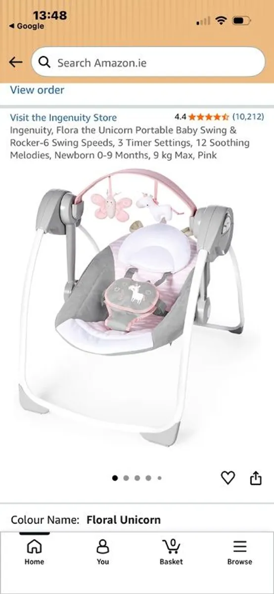 Ingenuity portable baby swing - pink - Image 4