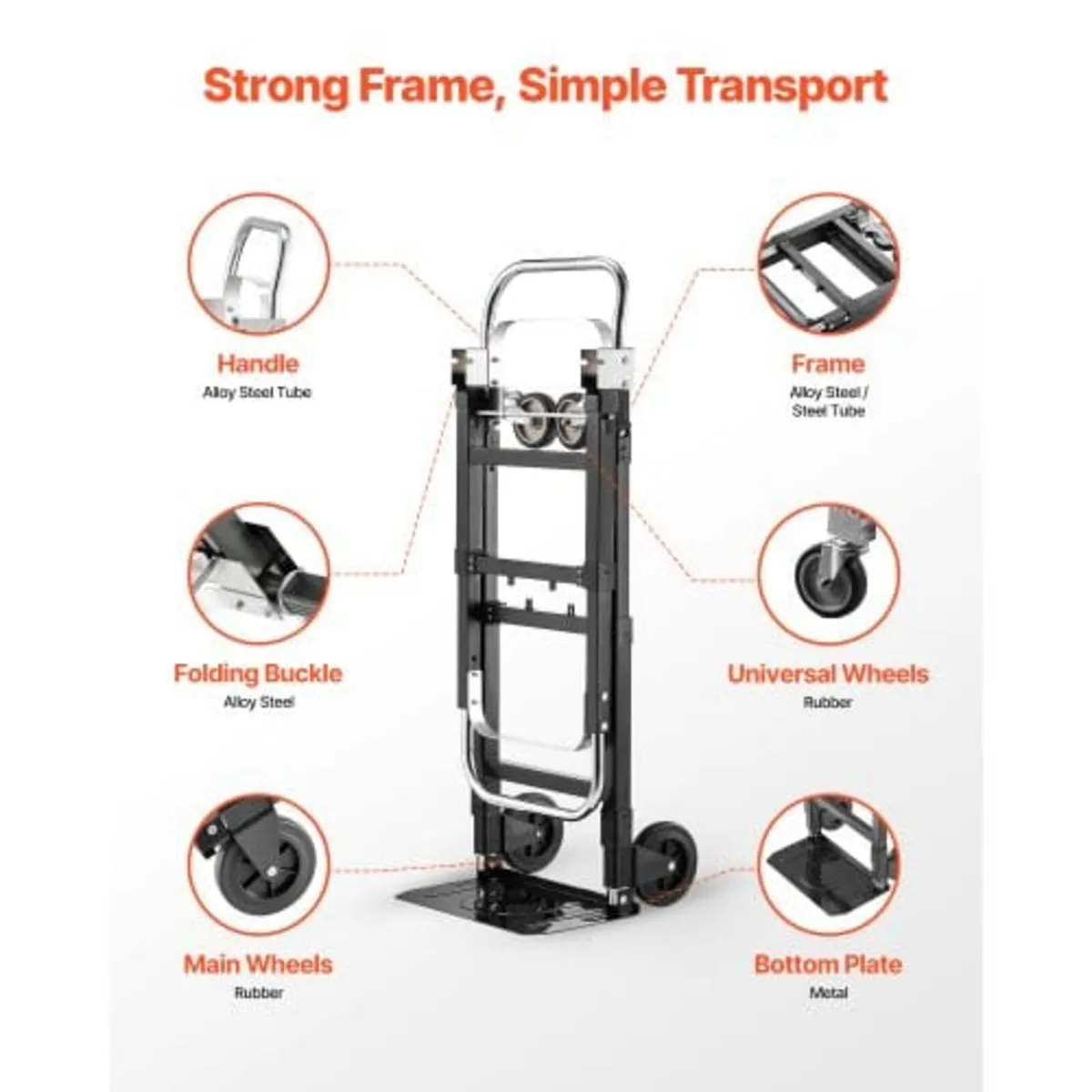 2 in 1 Folding Hand Truck, 226.9 kg Load Capacity - Image 4