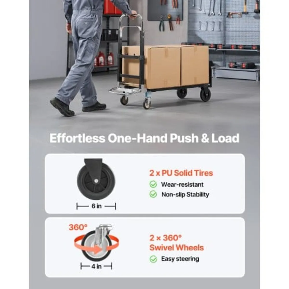 2 in 1 Folding Hand Truck, 226.9 kg Load Capacity - Image 2