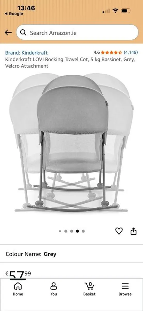 Kinderkraft Baby Cot/Cradle - Grey - Image 4