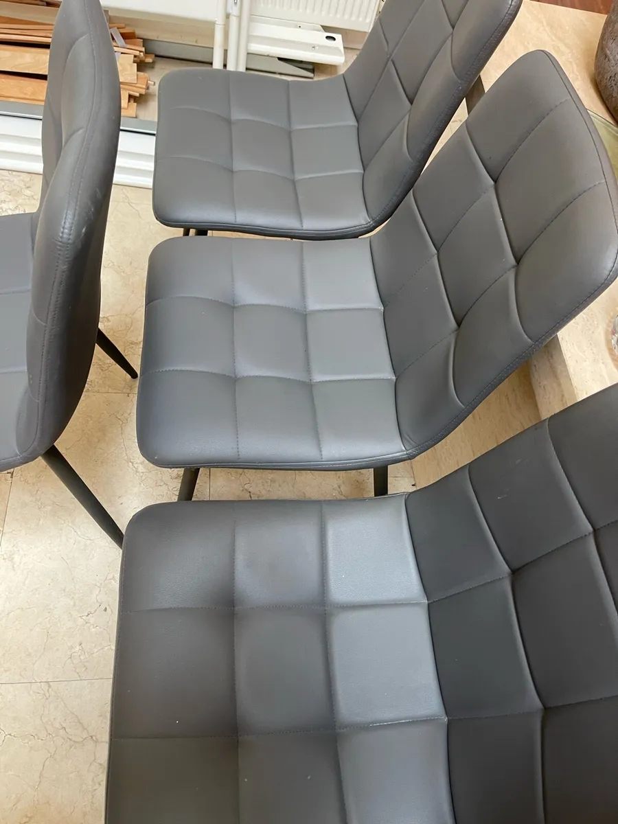 4 x Beautiful Grey Leather Kitchen Dining Chairs - Image 2