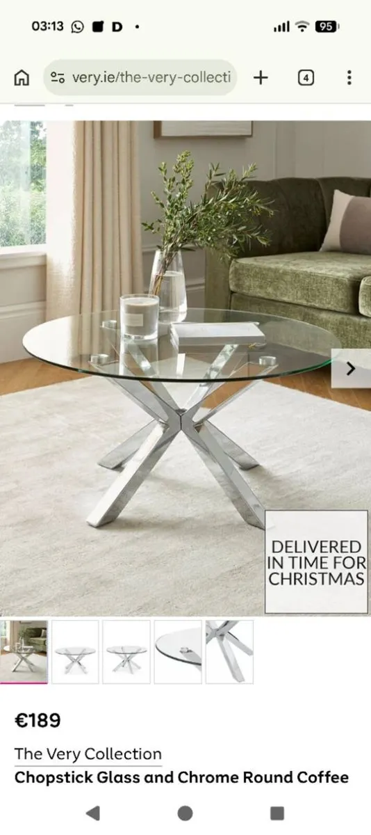 Chopstick Glass and chrome Coffee table - Image 1