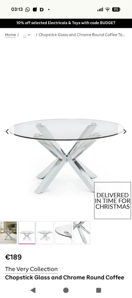 Chopstick Glass and chrome Coffee table - Image 2