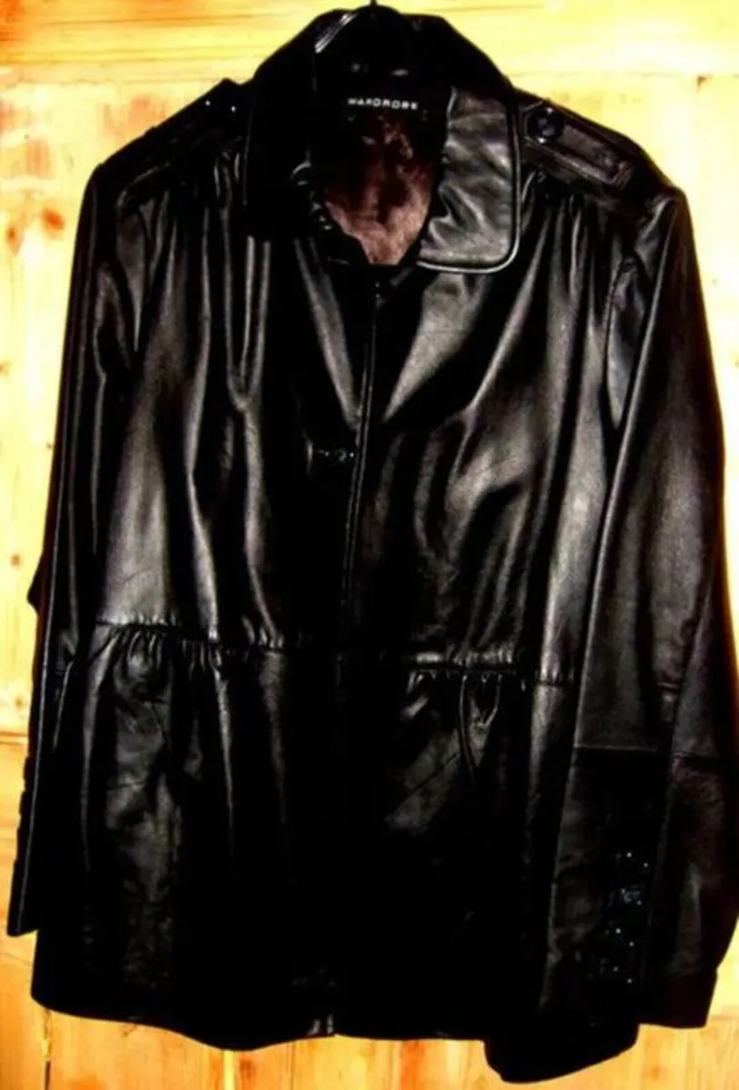 New Harrods Black Leather Jacket Size 26 (BNWT) - Image 1