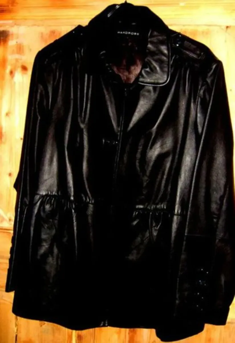 New Harrods Black Leather Jacket Size 26 (BNWT) - Image 2