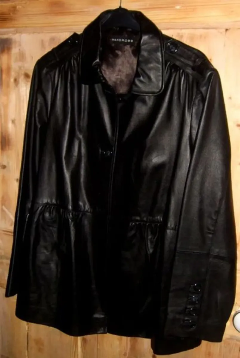 New Harrods Black Leather Jacket Size 26 (BNWT) - Image 4