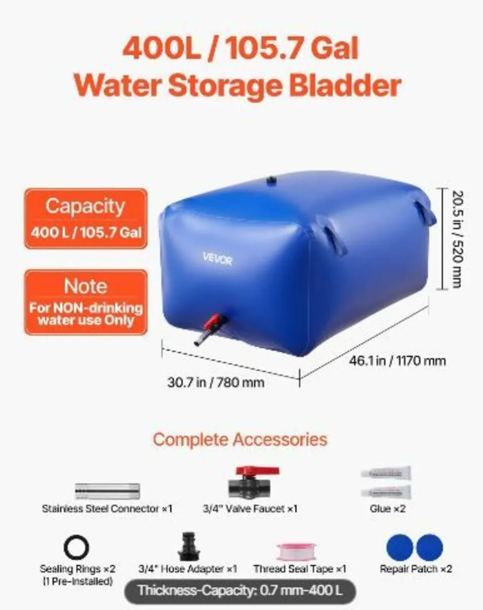 Water Storage Bladder 400L Large Capacity - Image 2
