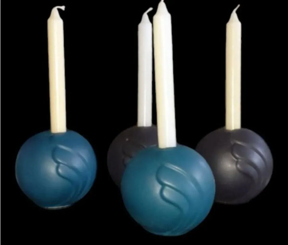 Vintage Pottery Ball Candle Holders (Set of 4) - Image 3