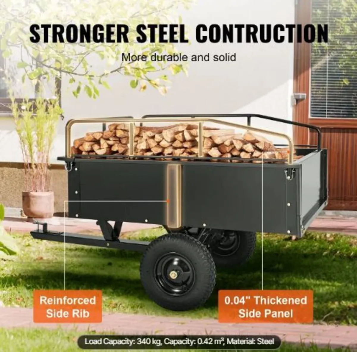 Heavy Duty ATV Trailer Steel Dump Cart - Image 2