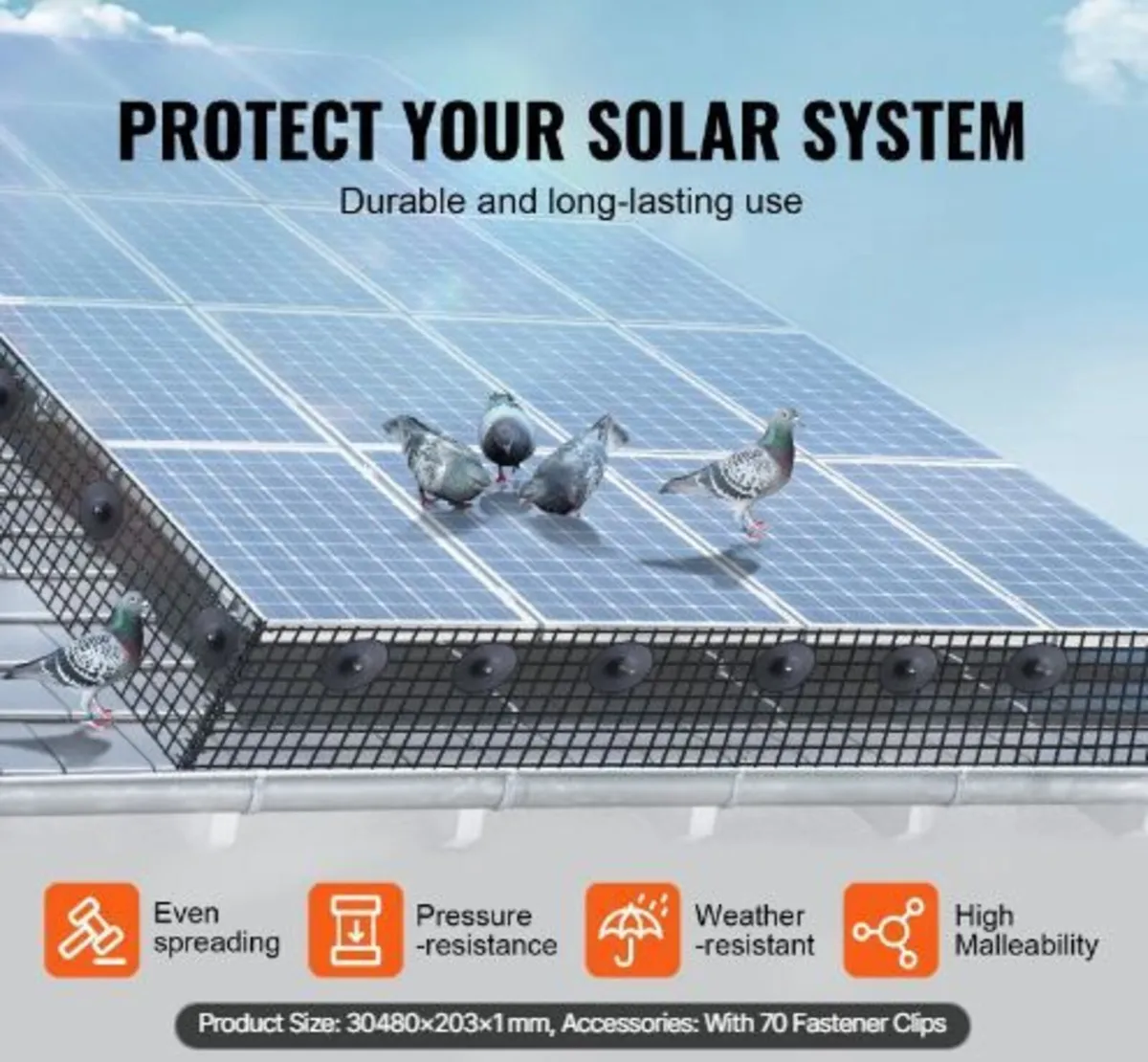 20 x 3048 cm Solar Panel Bird Guard Critter Guard - Image 2