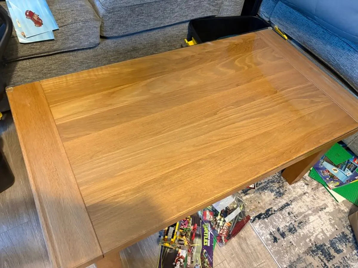 Solid Oak coffee table with toughened glass top - Image 1