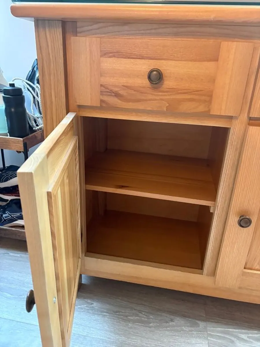 Solid Ash sideboard with toughened glass top - Image 3