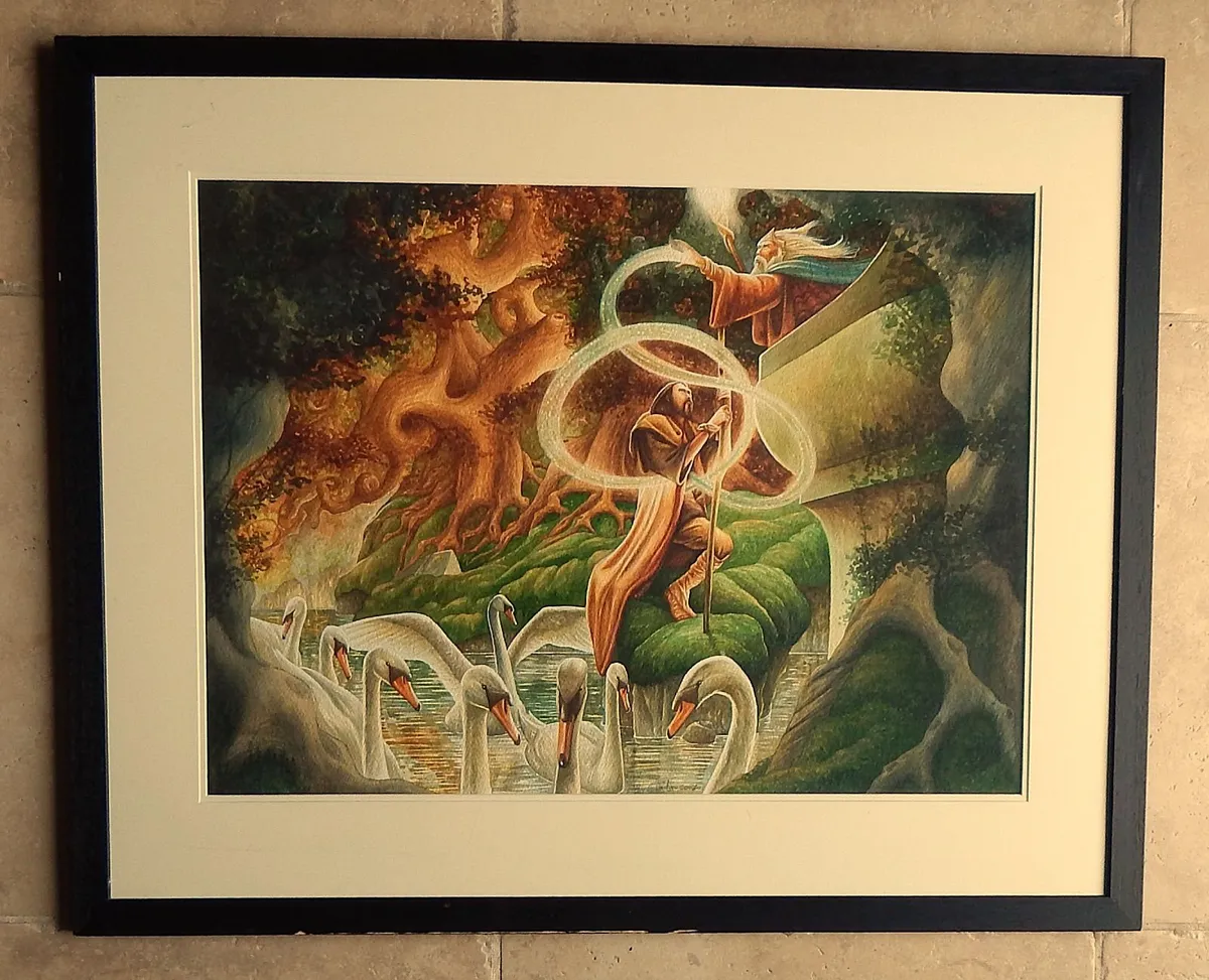 Large Signed Canvas Painting of Mythical Scene - Image 1