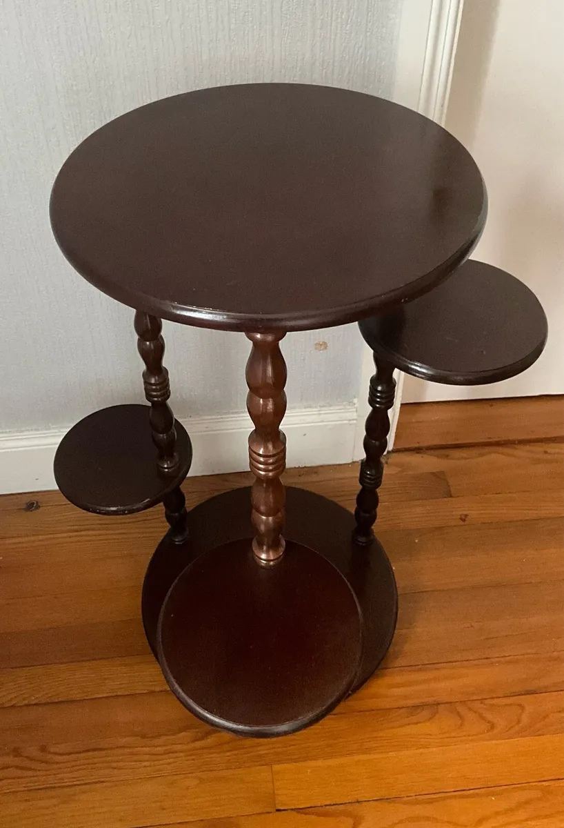 Vintage Tiered Mahogany Plant Stand - Image 3