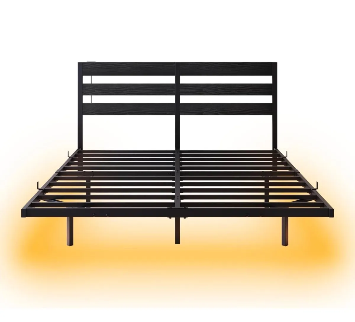 King Floating Metal Bed Frame with LED Lights & Ch - Image 2