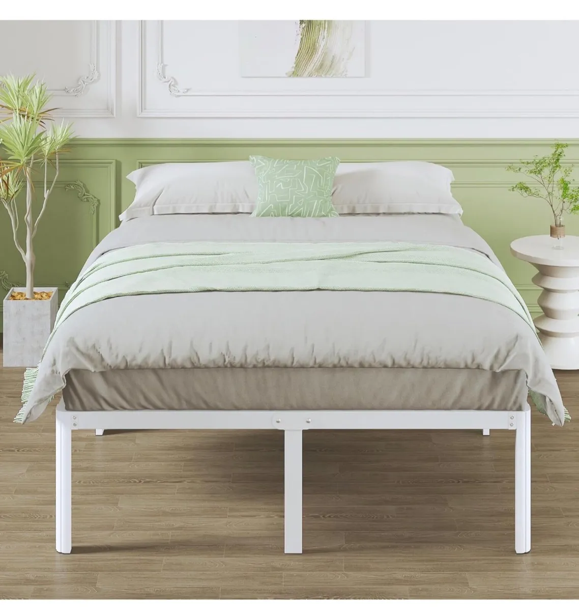 High White King Size Bed Frame 5ft with Rounded Co - Image 3