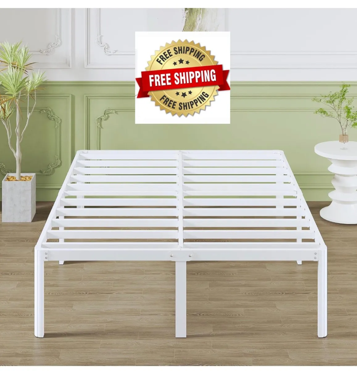 High White King Size Bed Frame 5ft with Rounded Co - Image 1