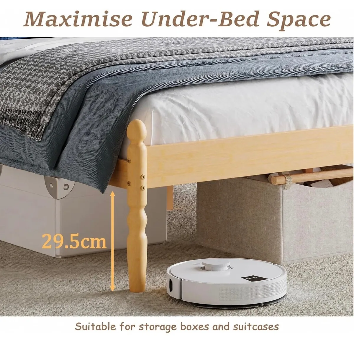 King Bed Frame 14-inch Natural Bamboo Wood Platfor - Image 3