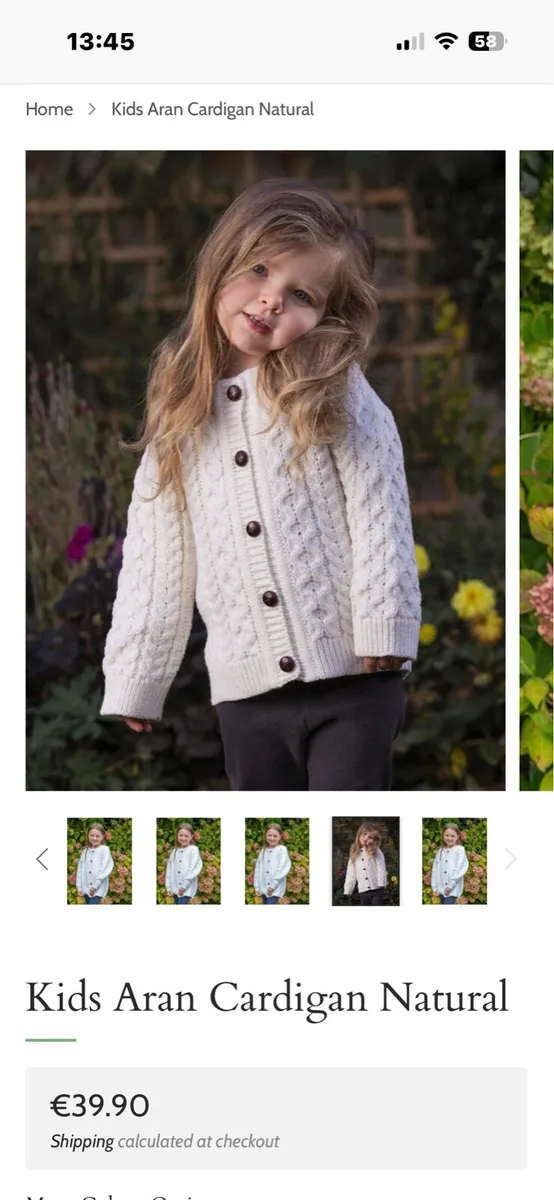 Genuine Aran kids Cardigan - Image 1