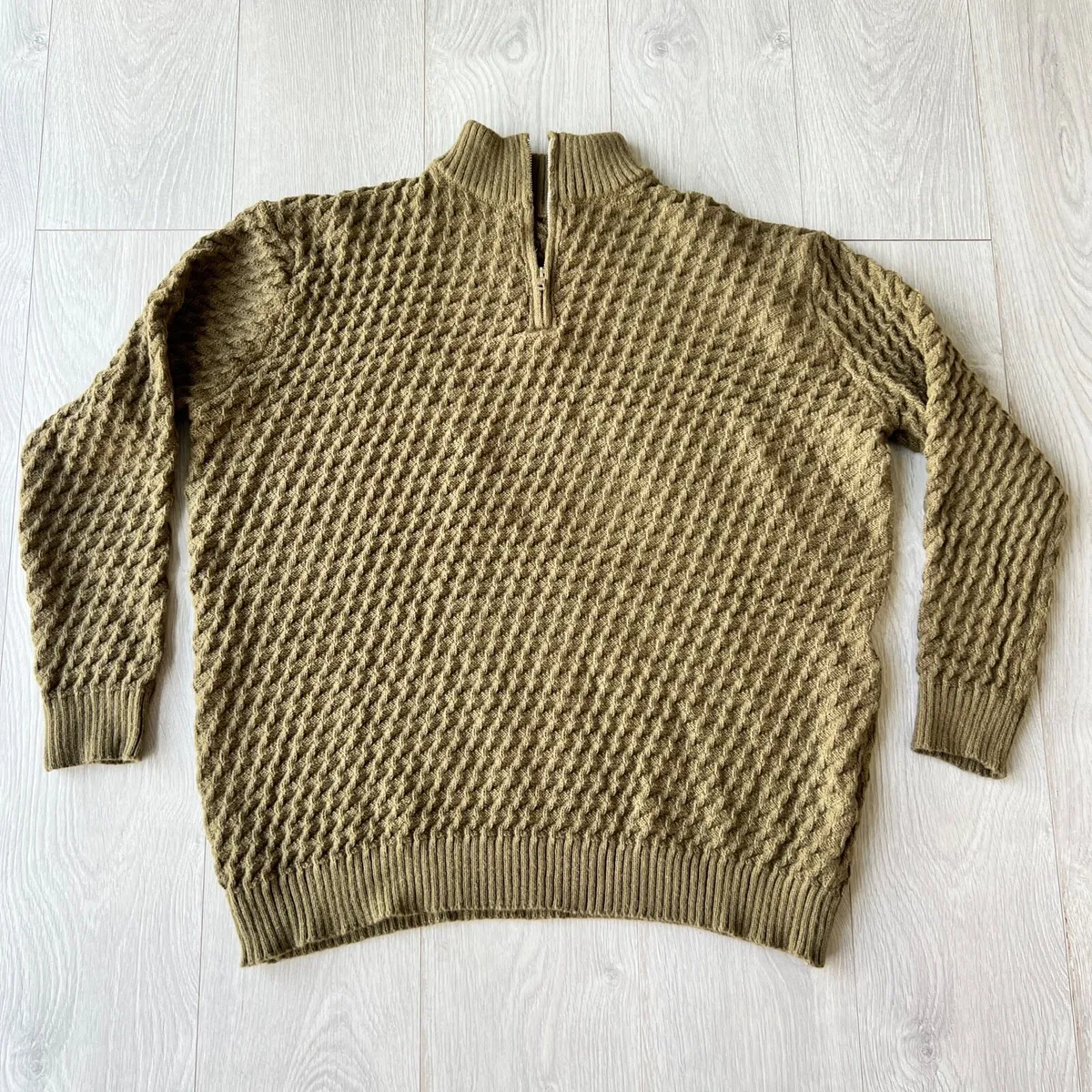 NEW Men’s 4XL Khaki Textured Quarter Zip Jumper - Image 4