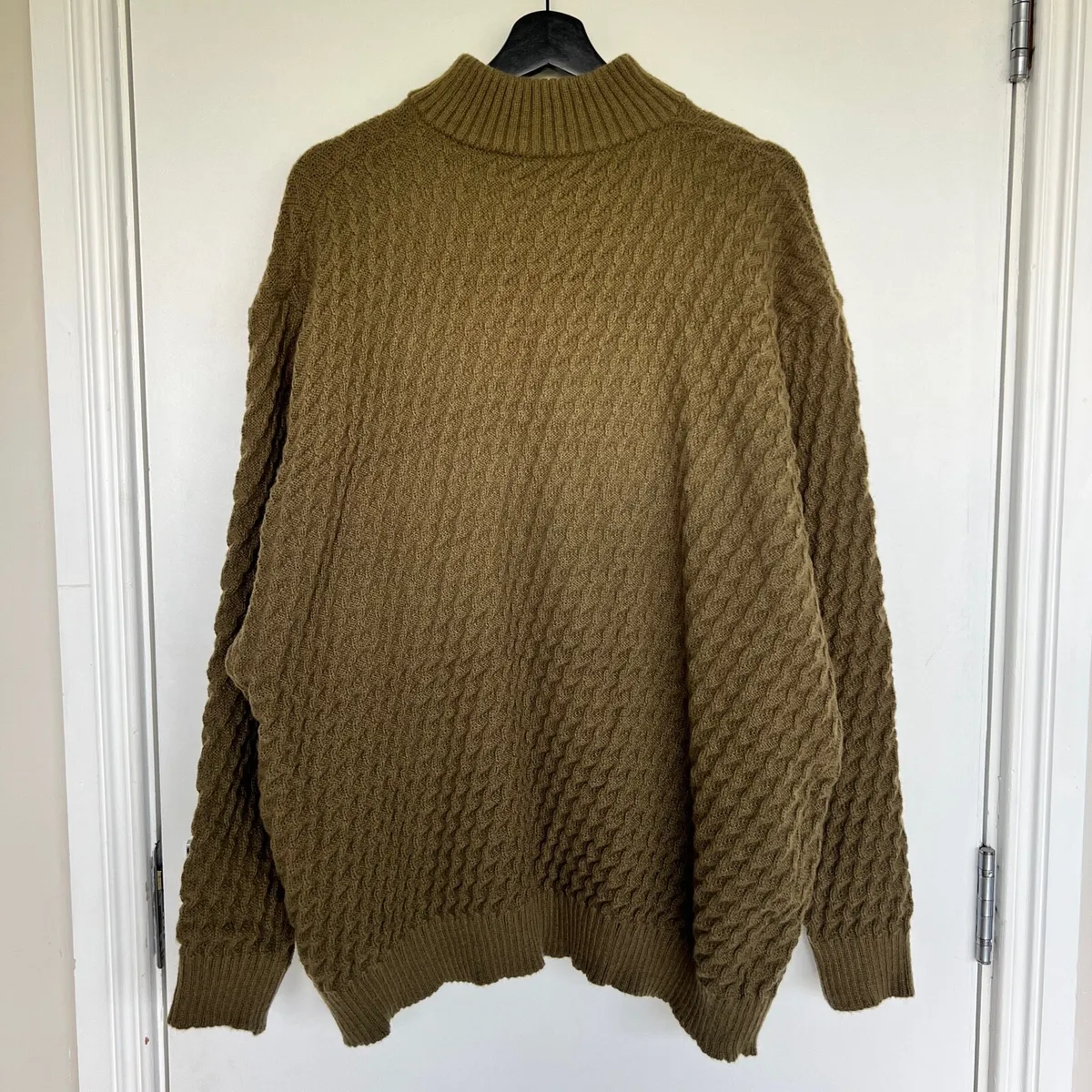 NEW Men’s 4XL Khaki Textured Quarter Zip Jumper - Image 2