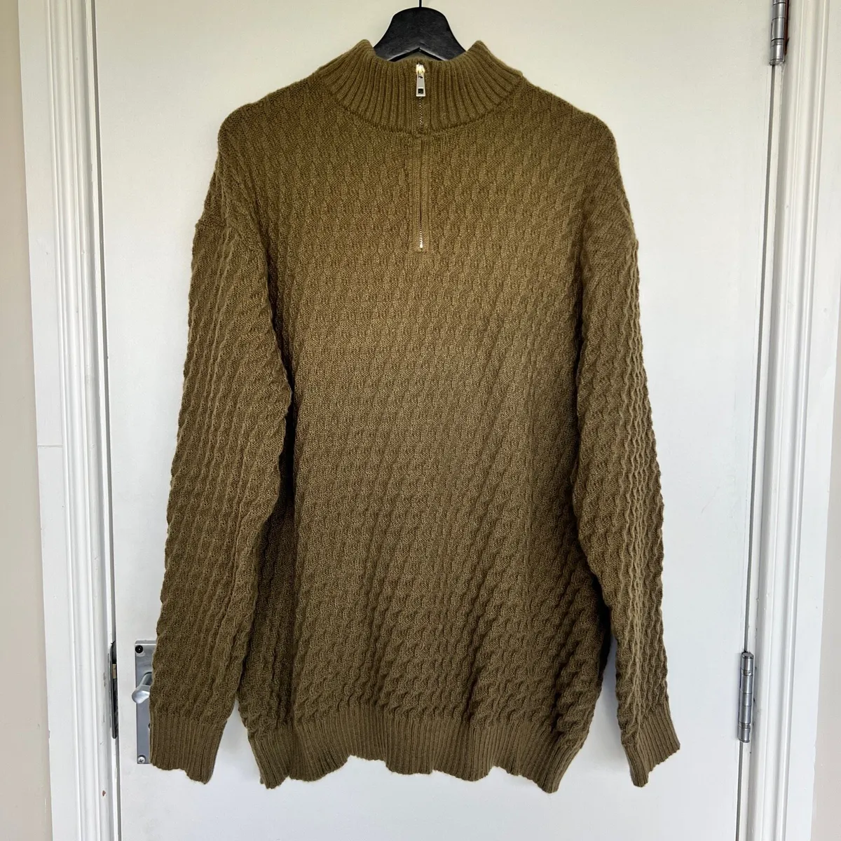 NEW Men’s 4XL Khaki Textured Quarter Zip Jumper - Image 3