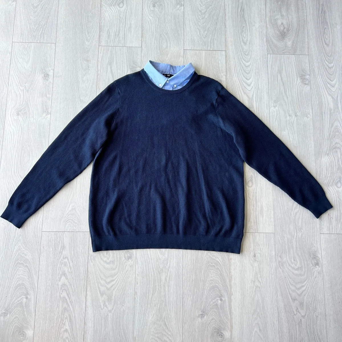NEW F&F Men’s Navy 2-in-1 Knit Jumper 3XL - Image 4