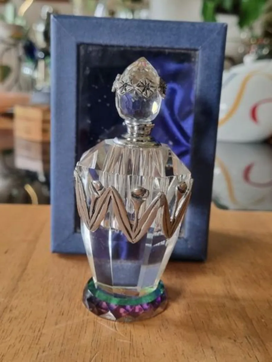 Glass Perfume Bottle With Pewter Decorations - Image 2