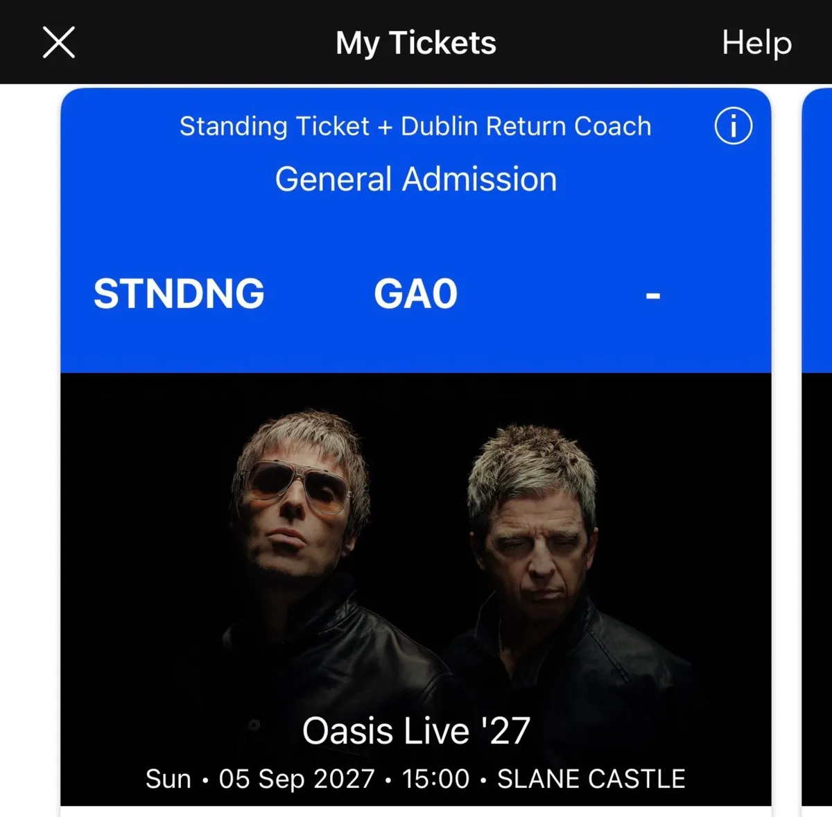 2x Oasis Tickets - Slane 05 Sept 2027 - Image 1