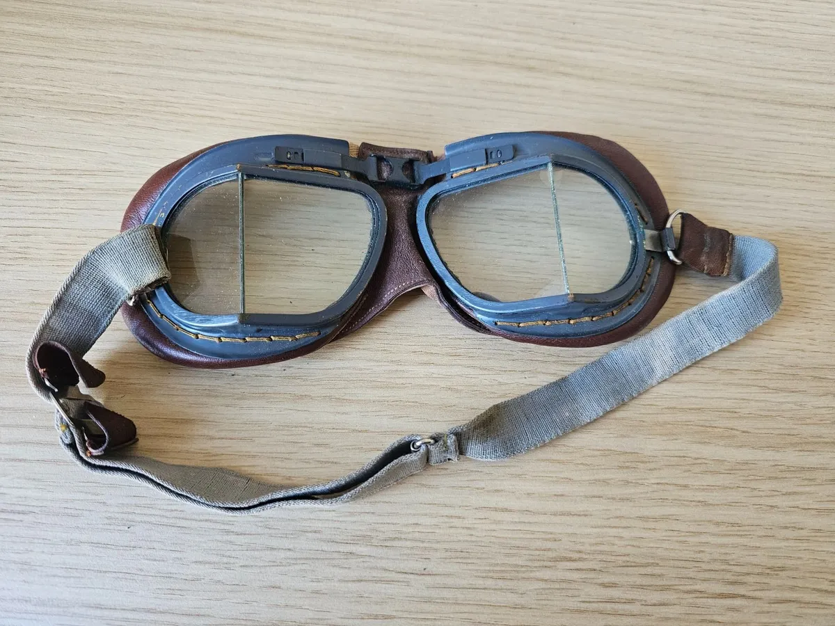Vintage style leather aviator goggles - Image 3