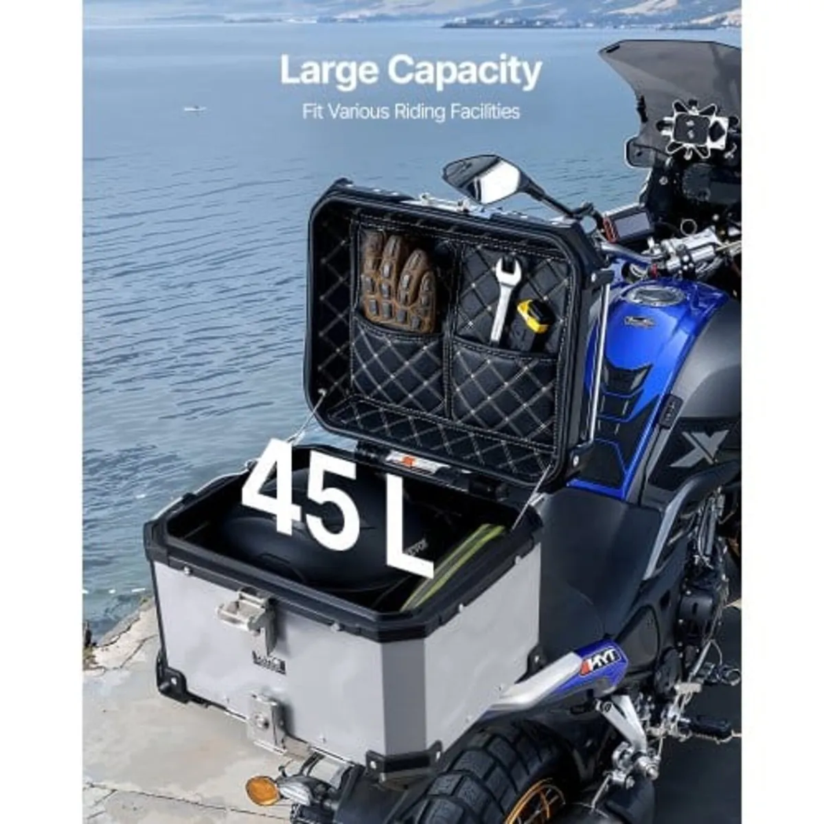 Motorcycle Top Case, Universal Aluminum Alloy Moto - Image 2