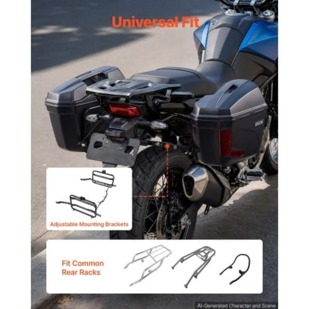 Motorcycle Side Case 46L (23L*2) Universal ABS Mot - Image 3