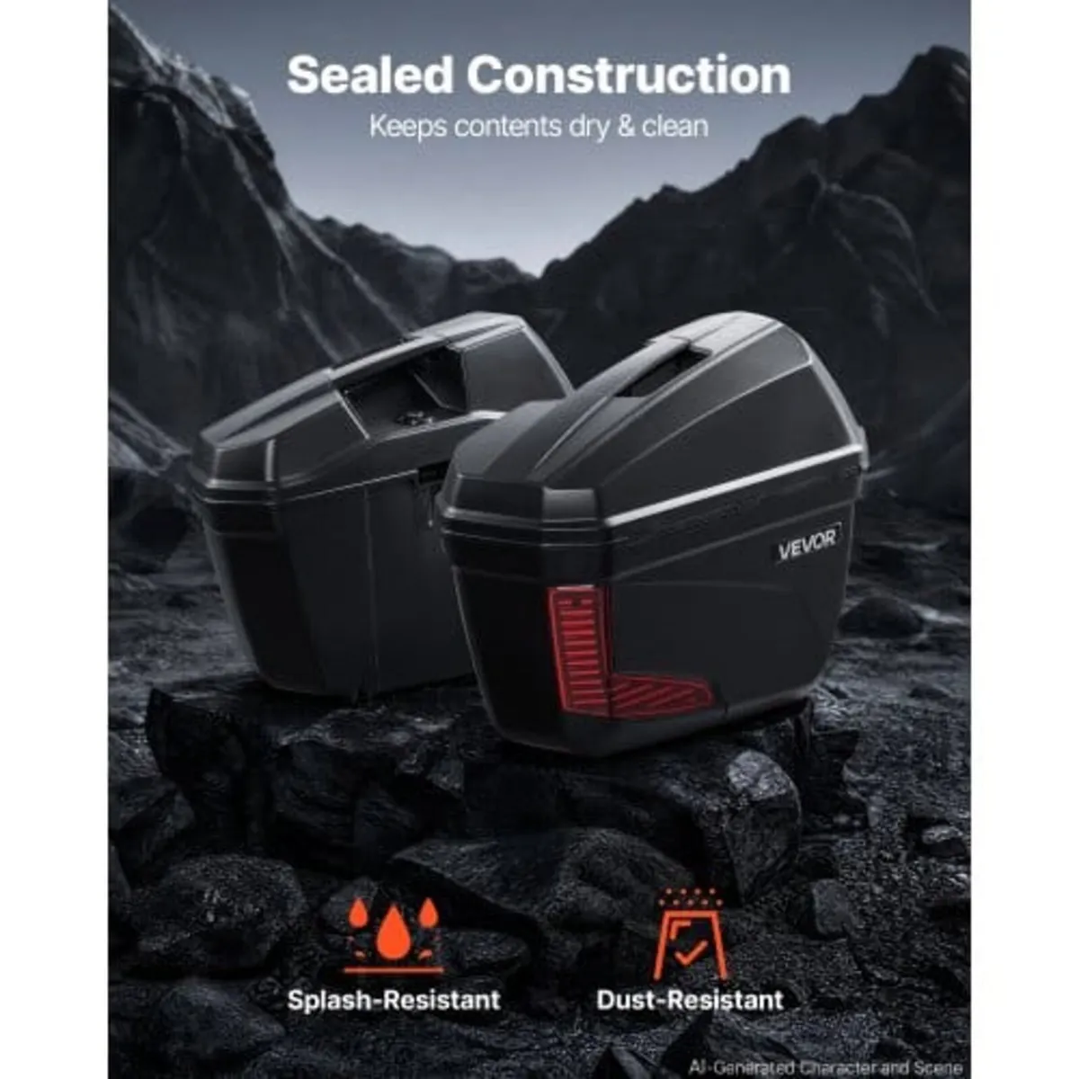 Motorcycle Side Case 46L (23L*2) Universal ABS Mot - Image 2