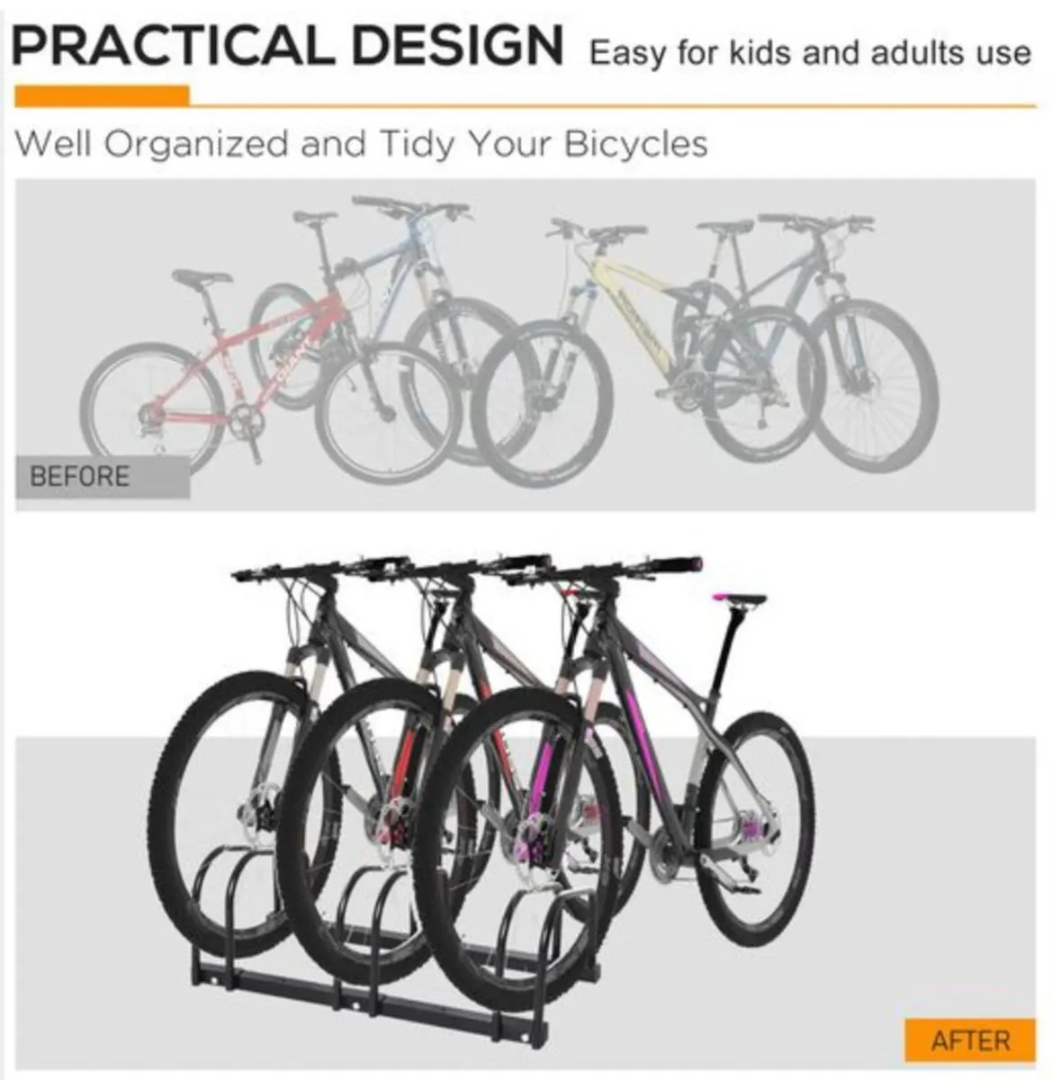 3 Bike Stand Bicycle Storage Rack Floor or Wall - Image 4