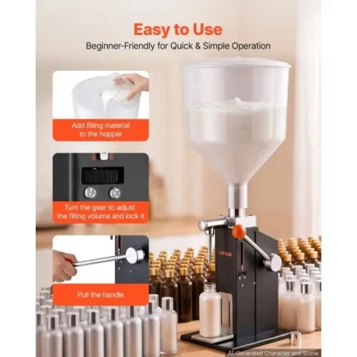 Manual Filling Machine, 5-60 ml, 10 L Hopper, Past - Image 4