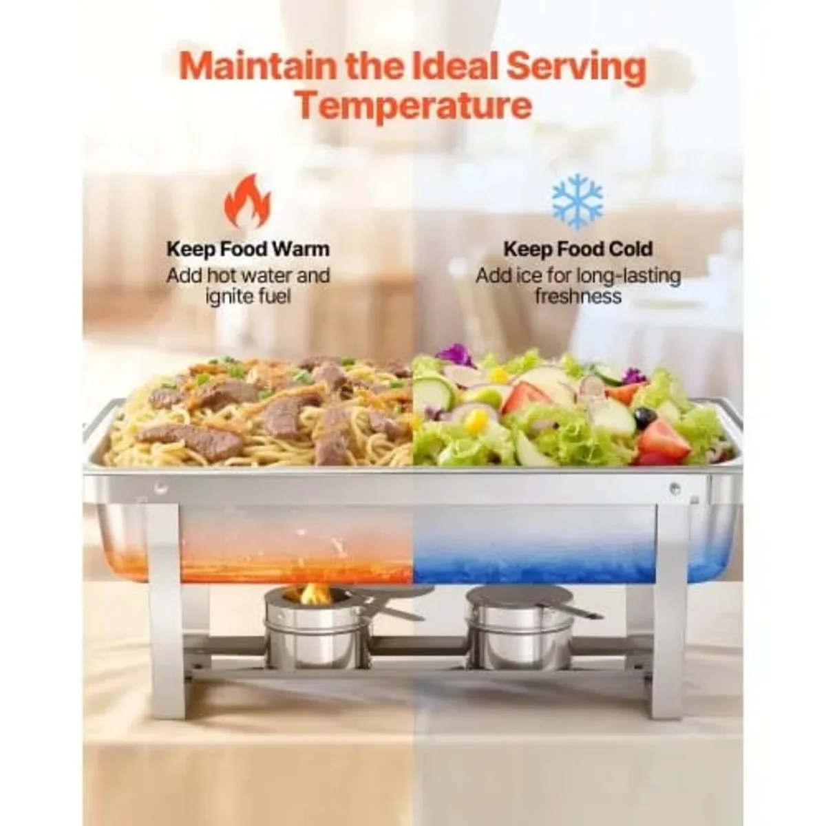 Rectangle Chafing Dish, 8.5L 2 Pack Stainless Stee - Image 2