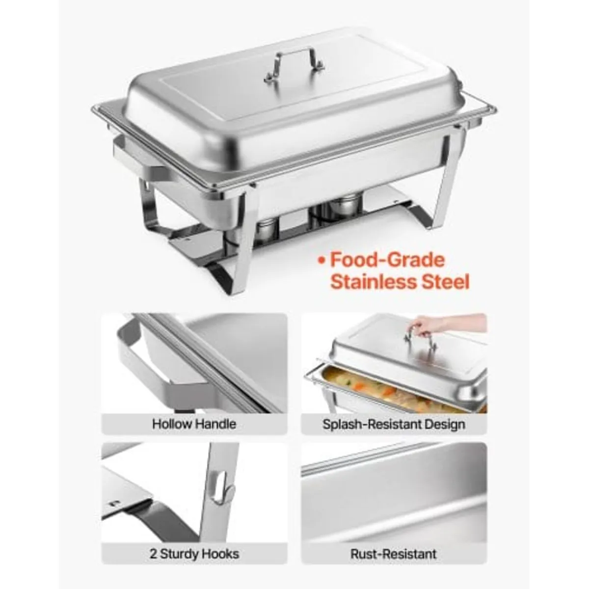 Rectangle Chafing Dish, 8.5L 2 Pack Stainless Stee - Image 3