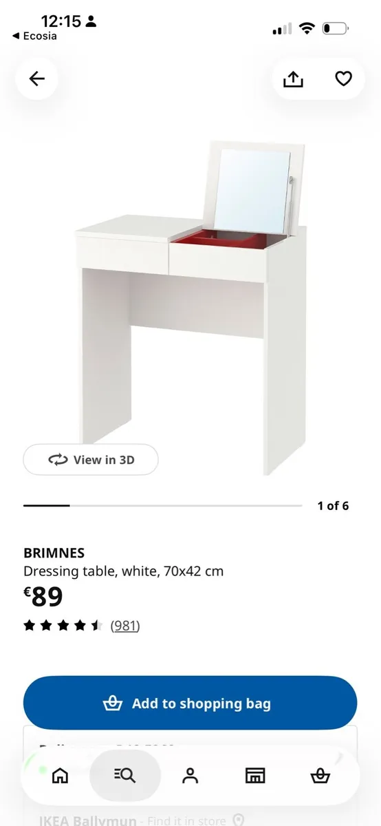 Ikea brimnes make-up dresser table - Image 1