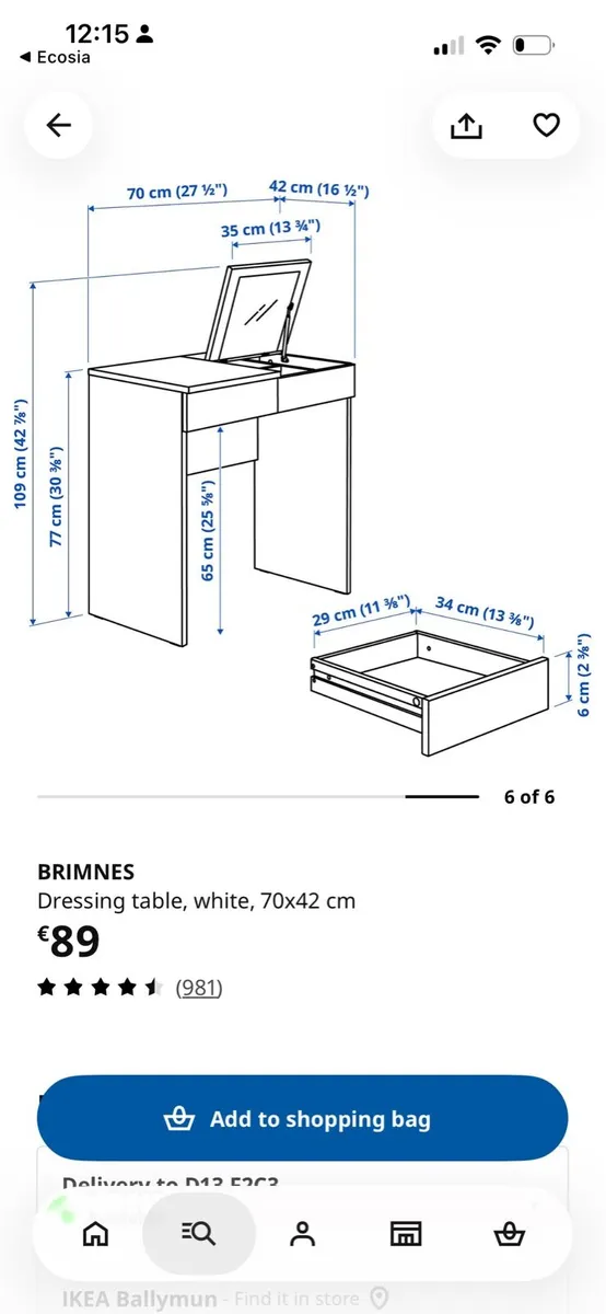 Ikea brimnes make-up dresser table - Image 2