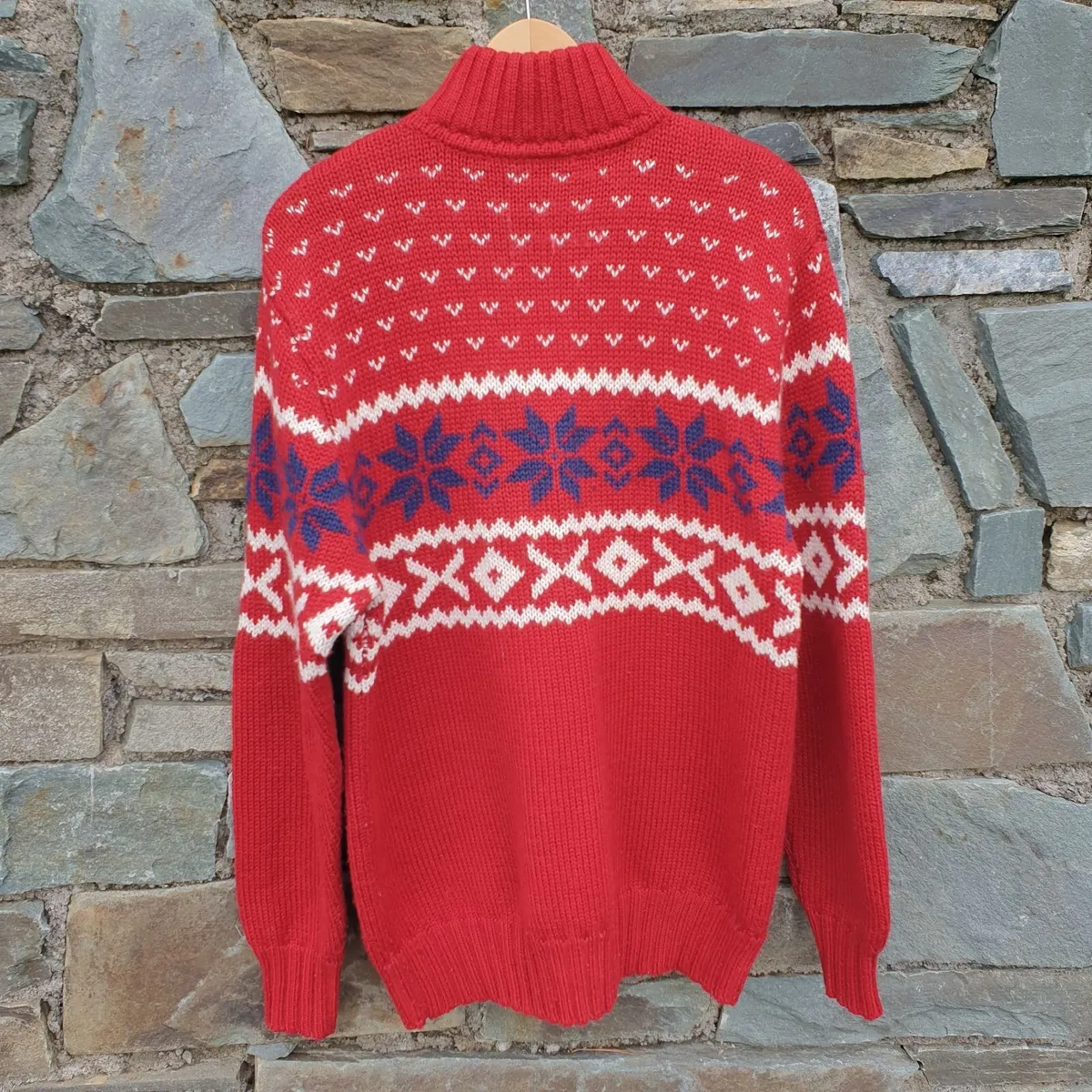 Christmas jumper men's XL red wool blend - Image 2