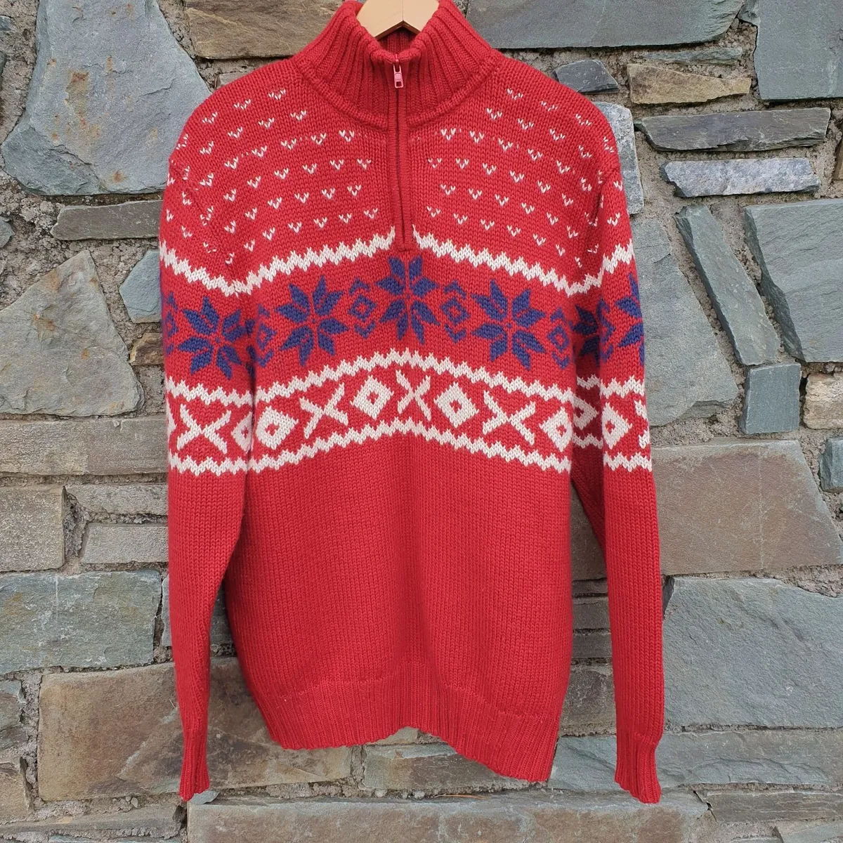 Christmas jumper men's XL red wool blend - Image 1
